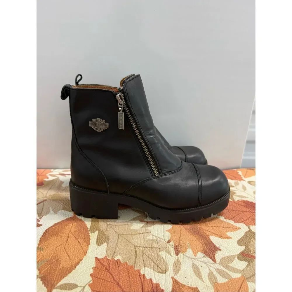 Harley-Davidson Starter Switch Black Women's Leather Boots Size 8 D82016